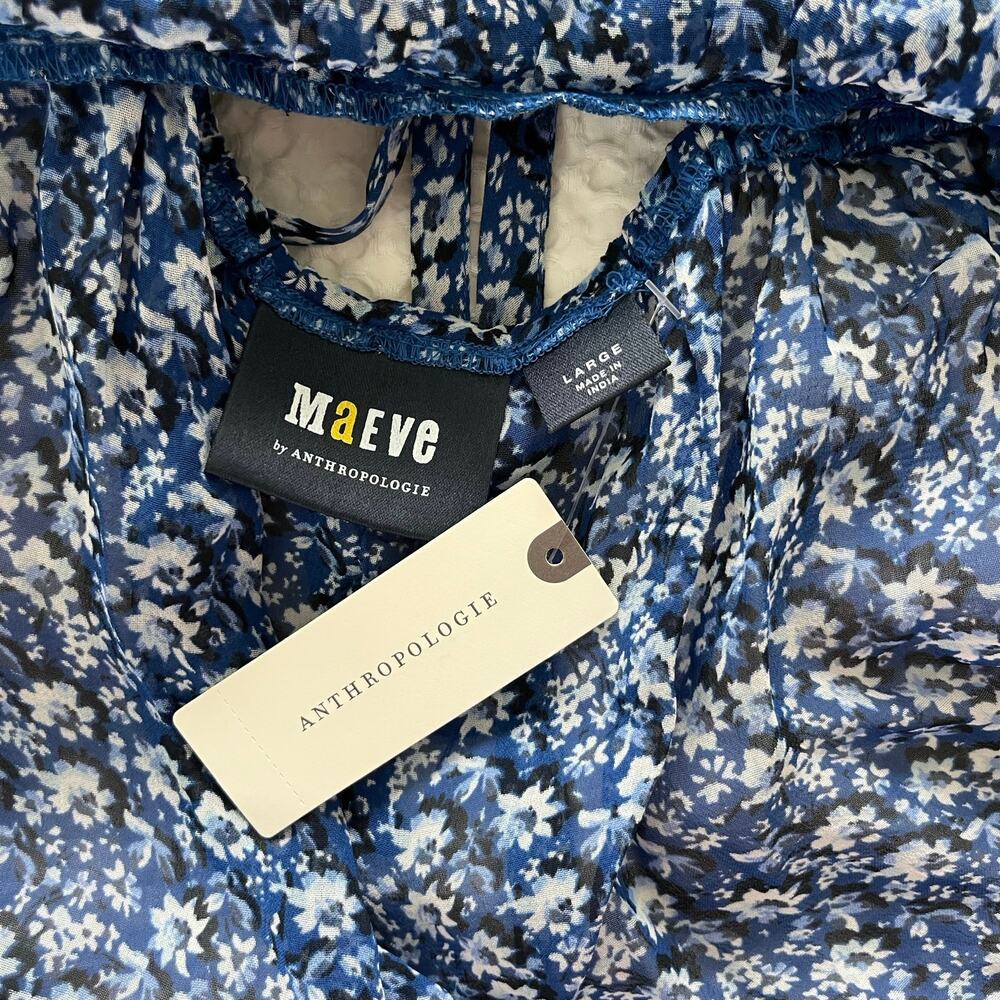 Anthropologie Maeve NWT Square-Neck Sheer Babydoll Floral Bell Sleeve Blouse - Picture 9 of 12